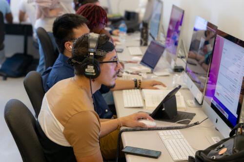 Students working in the digital media lab